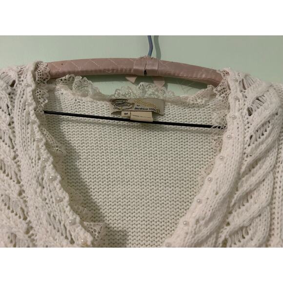 Vintage by Storybook Knits Lace Trim Coquette  Sweater M FairyBoho Cottage - Picture 9 of 11